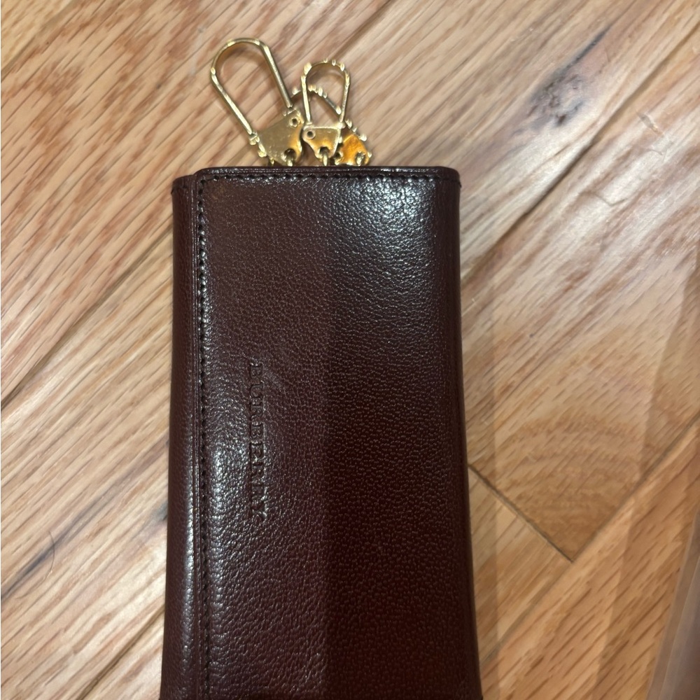 Burgundy Burberry Leather Key Holder